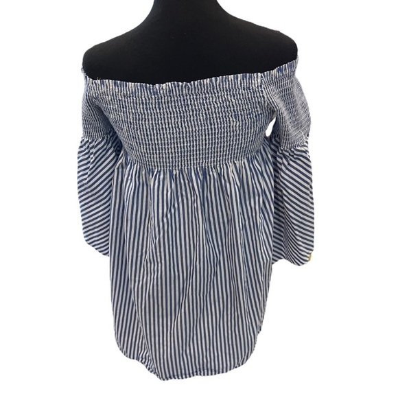 Zara Striped Off The Shoulder Mini Dress Woman Medium - Picture 5 of 9